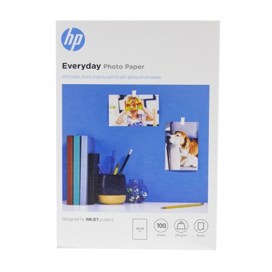 HP alt HP:n kiiltävä Everyday-valokuvapaperi, 100 arkkia/10×15 cm