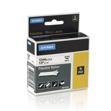 Other alt Tape Rhino flex nylon 12mm svart på hvit