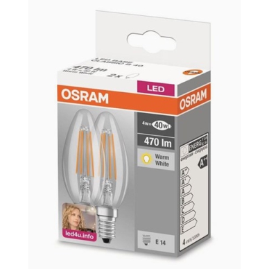 OSRAM alt Osram LED kronljus RETROFIT CLASSIC B E14 4W/827 2-pack