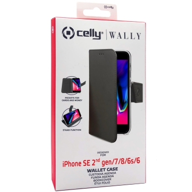Celly alt Wally Wallet Case, iPhone 7/8/SE 2 gen, musta/ruskea