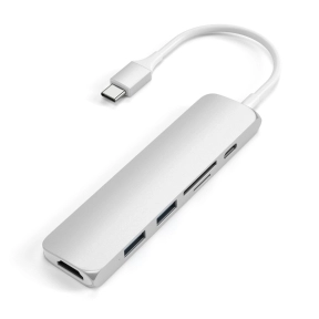 Satechi Slim USB-C Multi-Port ‑sovitin V2, Silver