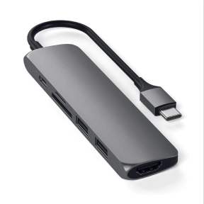 Satechi Slim USB-C Multi-Port ‑sovitin V2, Space Grey