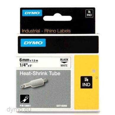 Dymo alt Tape Rhino 6mmx1,5m shrink tube black/white