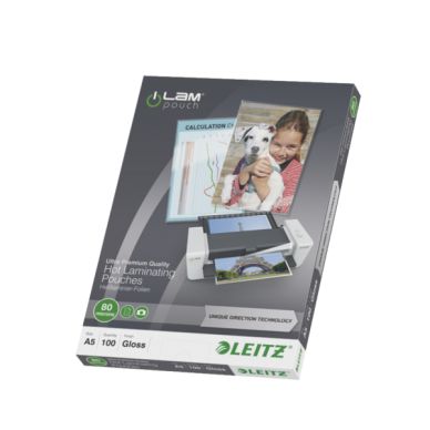 Leitz alt Lamineringsfickor A5 UDT 80 mic. 100/fp