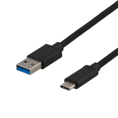 DELTACO alt Deltaco-latauskaapeli USB-A–USB-C, 0,25 m, musta