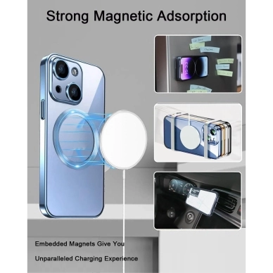 Turtos alt Mobilskal MagSafe Transparent iPhone 15, Navy Blue