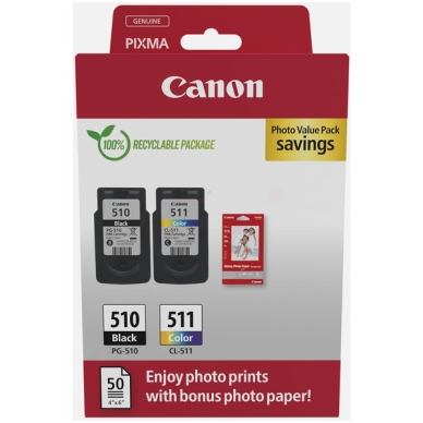 Canon Multipack PG-510 & CL-511 + 50 sidor fotopapper 2970B017 Replace: N/A