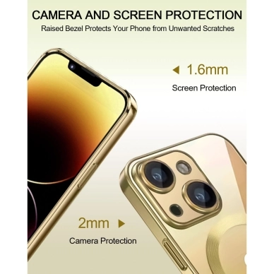 Turtos alt Kännykkäkotelot MagSafe Transparent iPhone 15 Plus, Gold