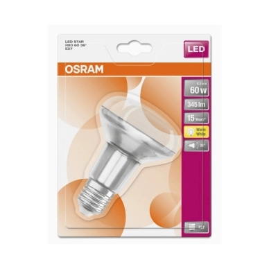 OSRAM alt E27 LED-lampa R80 4,3W 2700K (60W)