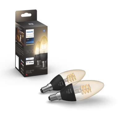 PHILIPS alt Philips HueW E14 4,5W Fil Candle 2-pakning