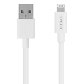 Deltaco Laddningskabel USB-A till Lightning, 0,5 m, vit