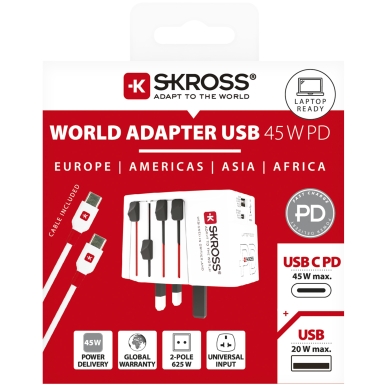 SKROSS alt SKROSS World ‑adapteri MUV USB-C PD + USB-A 45 W