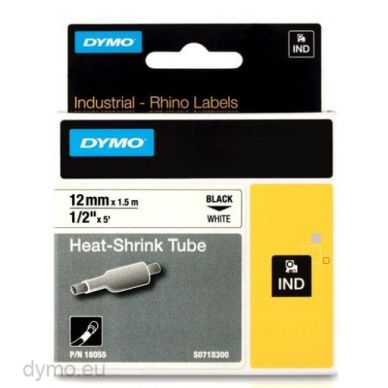Dymo alt Tape Rhino 12mmx1,5m shrink tube black/white